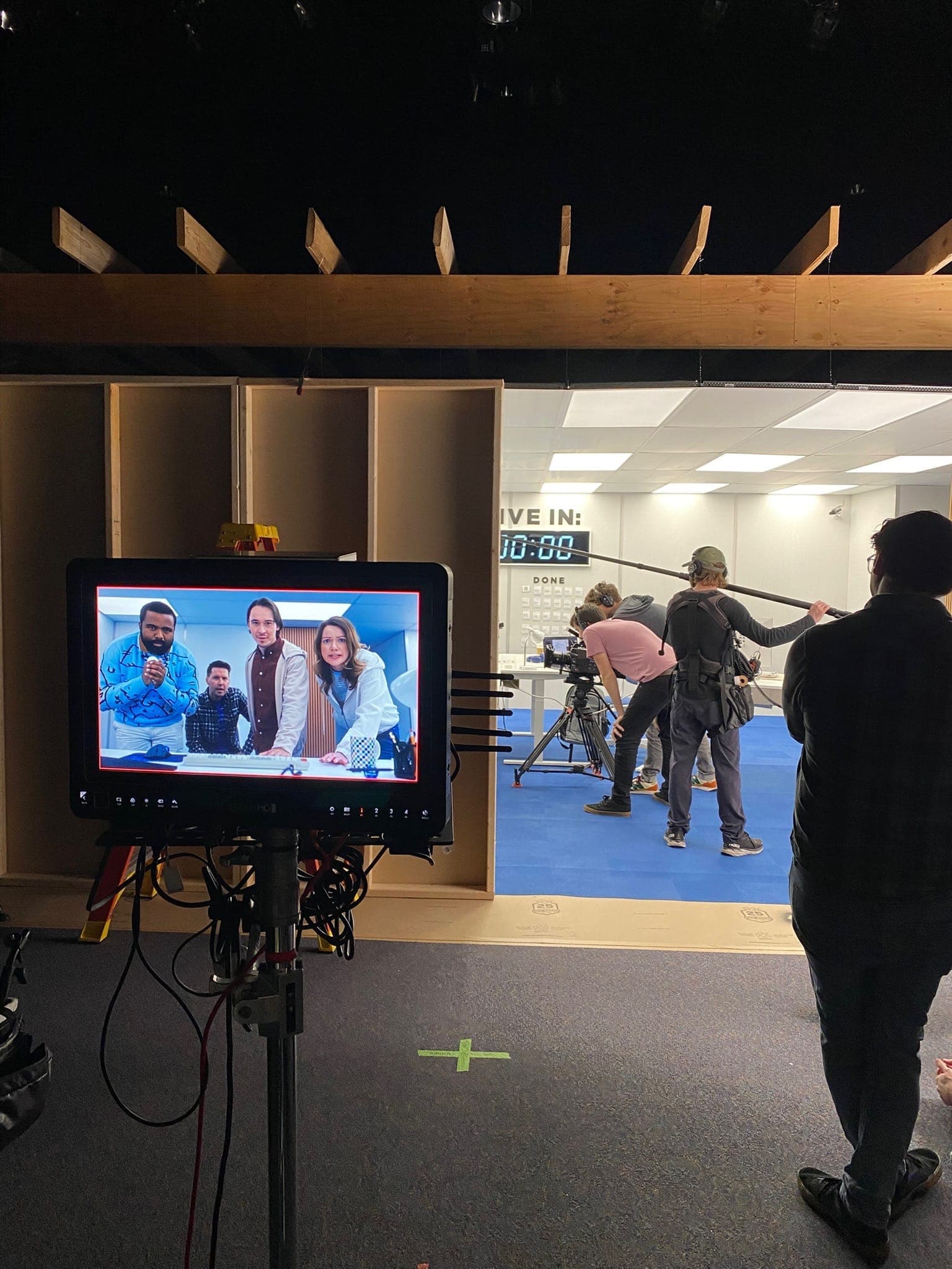 Reviewing a take on the video monitor