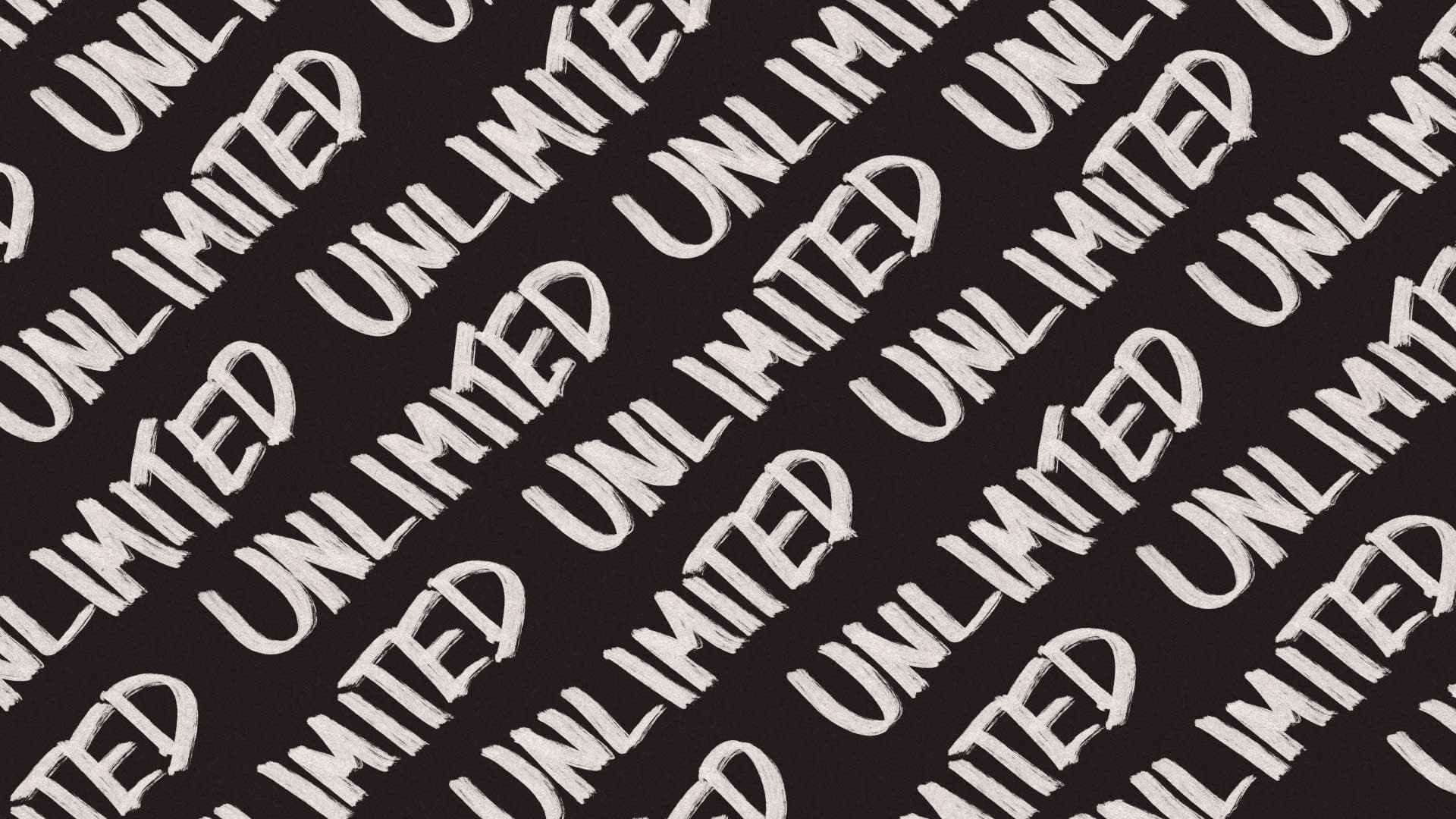 A custom, hand-made typeface drawn for TuneCore's Unlimited campaign